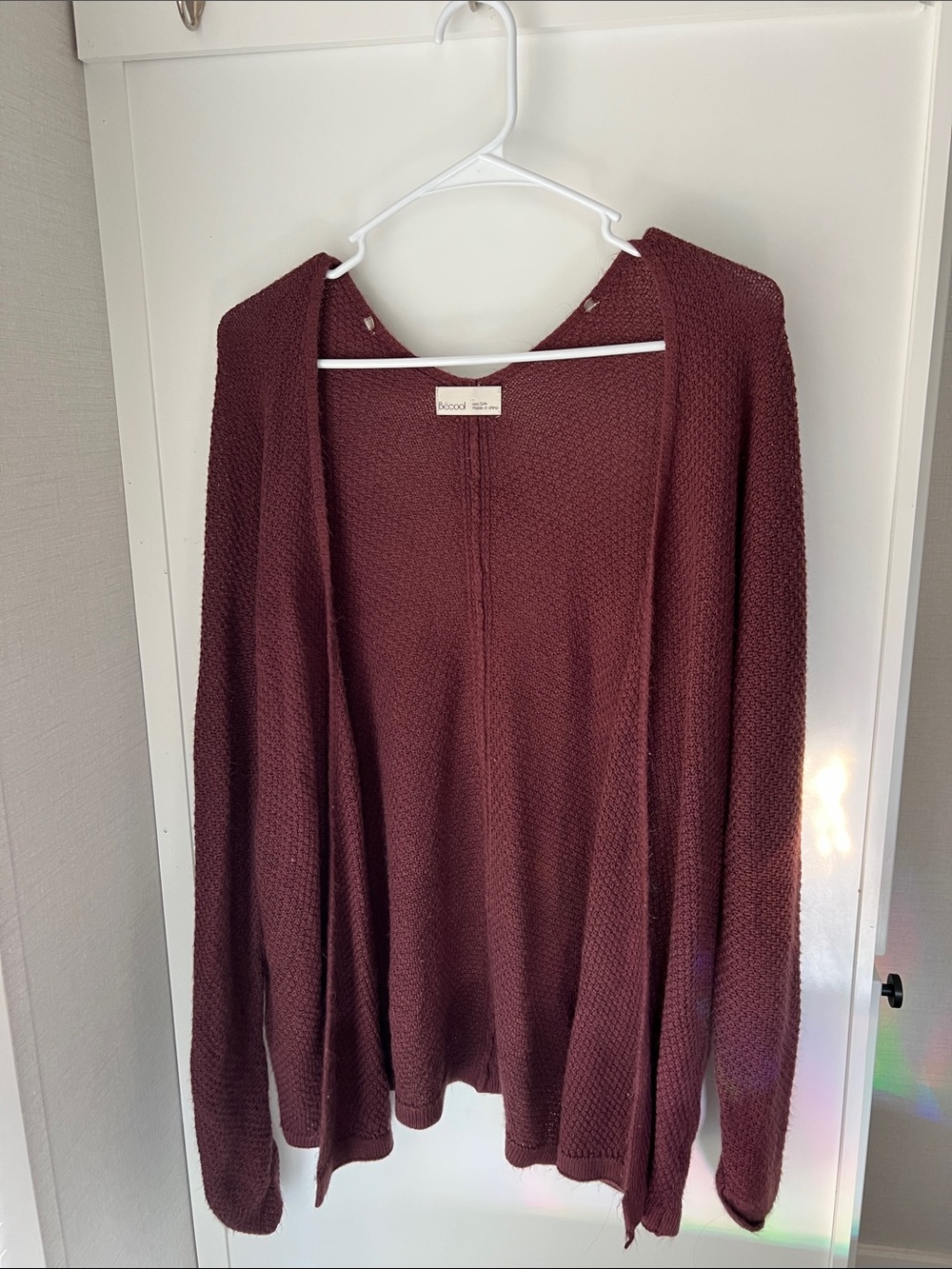 Open-Front Cardigan in Wine